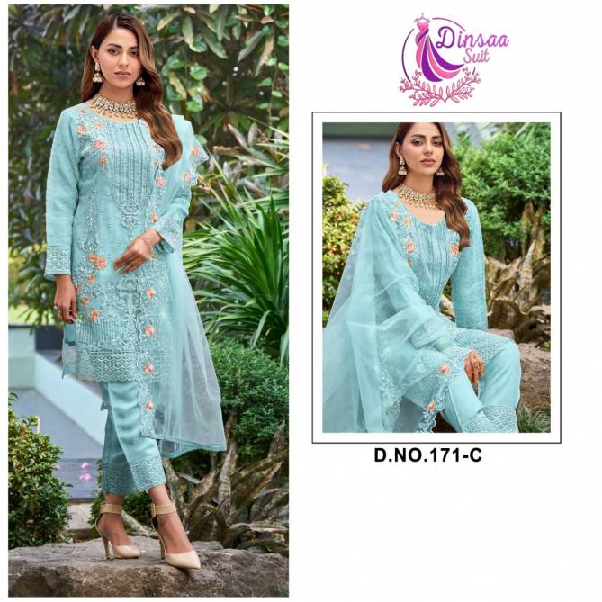 Dinsaa 171 Fancy Festive Wear Embroidered Wholesale Pakistani Salwar suits
